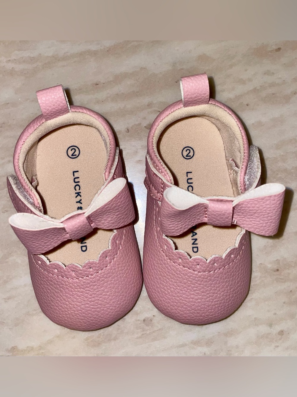 Lucky Brand Pink Bow Mary Jane Baby Walker Shoes - Picture 7 of 8